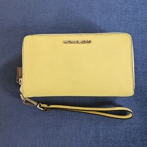 Michael Kors Jet Set Travel Zip Around Wristlet In Sunshine Yellow